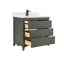 Load image into Gallery viewer, Legion Furniture WS2512-36-PG 36&quot; PEWTER GREEN FINISH SOLID WOOD SINK VANITY  WITH 1&#39; ARTIFICIAL STONE TOP