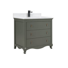 Load image into Gallery viewer, Legion Furniture WS2512-36-PG 36&quot; PEWTER GREEN FINISH SOLID WOOD SINK VANITY  WITH 1&#39; ARTIFICIAL STONE TOP