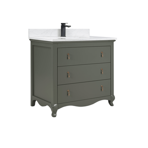 Legion Furniture WS2512-36-PG 36" PEWTER GREEN FINISH SOLID WOOD SINK VANITY  WITH 1' ARTIFICIAL STONE TOP