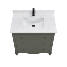 Load image into Gallery viewer, Legion Furniture WS2512-36-PG 36&quot; PEWTER GREEN FINISH SOLID WOOD SINK VANITY  WITH 1&#39; ARTIFICIAL STONE TOP