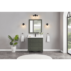 Legion Furniture WS2512-36-PG 36" PEWTER GREEN FINISH SOLID WOOD SINK VANITY  WITH 1' ARTIFICIAL STONE TOP