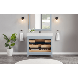 Legion Furniture WS2512-42-CD 42" CADET FINISH SOLID WOOD SINK VANITY WITH 1' ARTIFICIAL STONE TOP