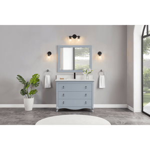 Legion Furniture WS2512-42-CD 42" CADET FINISH SOLID WOOD SINK VANITY WITH 1' ARTIFICIAL STONE TOP