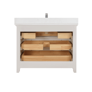 Legion Furniture WS2512-42-DW 42" DREAMY WHITE FINISH SOLID WOOD SINK VANITY WITH 1" ARTIFICIAL STONE TOP