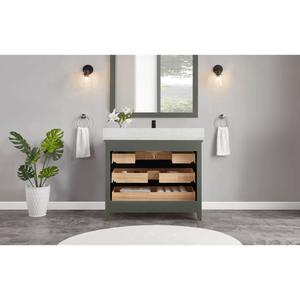 Legion Furniture WS2512-42-PG 42" PEWTER GREEN FINISH SOLID WOOD SINK VANITY  WITH 1' ARTIFICIAL STONE TOP