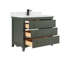 Load image into Gallery viewer, Legion Furniture WS2512-42-PG 42&quot; PEWTER GREEN FINISH SOLID WOOD SINK VANITY  WITH 1&#39; ARTIFICIAL STONE TOP