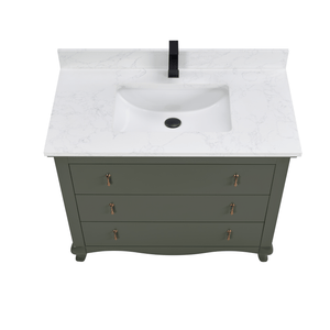 Legion Furniture WS2512-42-PG 42" PEWTER GREEN FINISH SOLID WOOD SINK VANITY  WITH 1' ARTIFICIAL STONE TOP