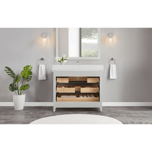 Legion Furniture WS2512-42-SS 42" SILVER STRAND FINISH SOLID WOOD SINK VANITY WITH 1" ARTIFICIAL STONE TOP