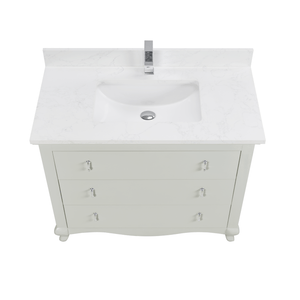 Legion Furniture WS2512-42-SS 42" SILVER STRAND FINISH SOLID WOOD SINK VANITY WITH 1" ARTIFICIAL STONE TOP