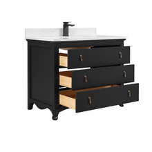 Load image into Gallery viewer, Legion Furniture WS2512-42-TB 42&quot; TRICORN BLACK FINISH SOLID WOOD SINK VANITY WITH 1&quot; ARTIFICIAL STONE TOP