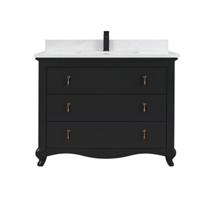 Legion Furniture WS2512-42-TB 42" TRICORN BLACK FINISH SOLID WOOD SINK VANITY WITH 1" ARTIFICIAL STONE TOP