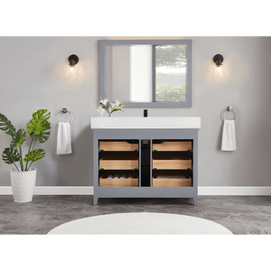 Legion Furniture WS2512-48-CD 48" CADET FINISH SOLID WOOD SINK VANITY  WITH 1' ARTIFICIAL STONE TOP