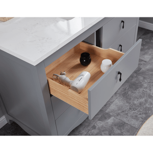 Legion Furniture WS2512-48-CD 48" CADET FINISH SOLID WOOD SINK VANITY  WITH 1' ARTIFICIAL STONE TOP