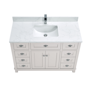 Legion Furniture WS2515-48-DW 48" DREAMY WHITE FINISH SOLID WOOD SINK VANITY  WITH 1' ARTIFICIAL STONE TOP