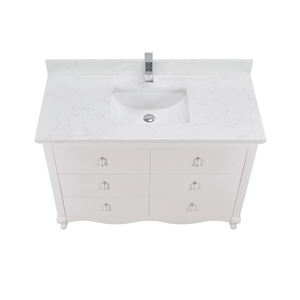 Legion Furniture WS2512-48-DW 48" DREAMY WHITE FINISH SOLID WOOD SINK VANITY WITH 1" ARTIFICIAL STONE TOP