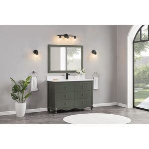 Legion Furniture WS2512-48-PG 48" PEWTER GREEN FINISH SOLID WOOD SINK VANITY  WITH 1' ARTIFICIAL STONE TOP