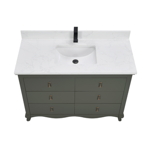 Legion Furniture WS2512-48-PG 48" PEWTER GREEN FINISH SOLID WOOD SINK VANITY  WITH 1' ARTIFICIAL STONE TOP