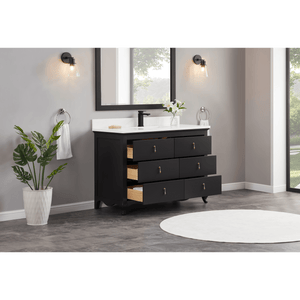 Legion Furniture WS2512-48-TB 48" TRICORN BLACK FINISH SOLID WOOD SINK VANITY WITH 1" ARTIFICIAL STONE TOP