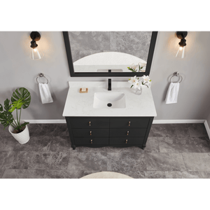 Legion Furniture WS2512-48-TB 48" TRICORN BLACK FINISH SOLID WOOD SINK VANITY WITH 1" ARTIFICIAL STONE TOP