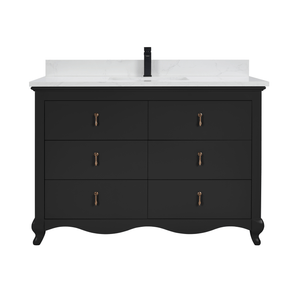 Legion Furniture WS2512-48-TB 48" TRICORN BLACK FINISH SOLID WOOD SINK VANITY WITH 1" ARTIFICIAL STONE TOP