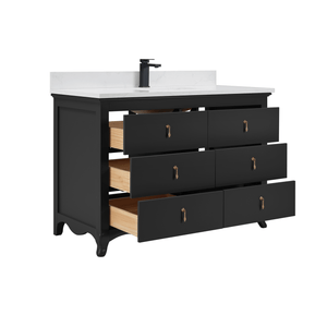 Legion Furniture WS2512-48-TB 48" TRICORN BLACK FINISH SOLID WOOD SINK VANITY WITH 1" ARTIFICIAL STONE TOP