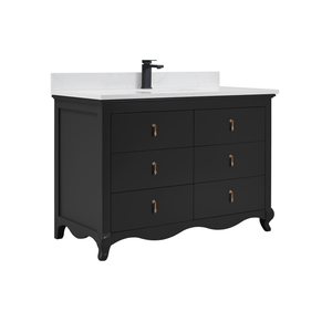 Legion Furniture WS2512-48-TB 48" TRICORN BLACK FINISH SOLID WOOD SINK VANITY WITH 1" ARTIFICIAL STONE TOP