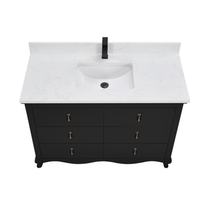 Legion Furniture WS2512-48-TB 48" TRICORN BLACK FINISH SOLID WOOD SINK VANITY WITH 1" ARTIFICIAL STONE TOP