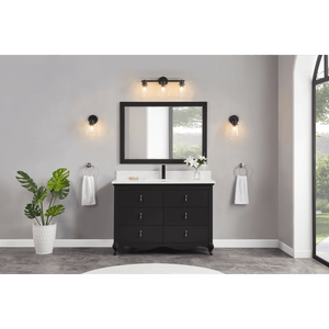 Legion Furniture WS2512-48-TB 48" TRICORN BLACK FINISH SOLID WOOD SINK VANITY WITH 1" ARTIFICIAL STONE TOP