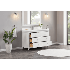 Legion Furniture WS2512-48-W 48" WHITE FINISH SOLID WOOD SINK VANITY WITH 1" ARTIFICIAL STONE TOP