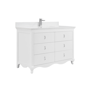 Legion Furniture WS2512-48-W 48" WHITE FINISH SOLID WOOD SINK VANITY WITH 1" ARTIFICIAL STONE TOP