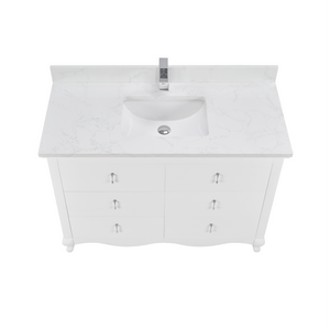 Legion Furniture WS2512-48-W 48" WHITE FINISH SOLID WOOD SINK VANITY WITH 1" ARTIFICIAL STONE TOP