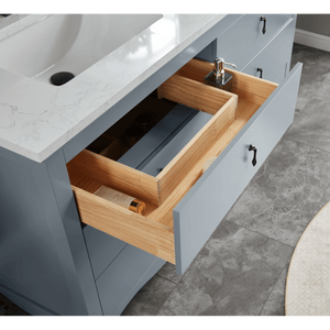 Legion Furniture WS2512-60-CD 60" CADET FINISH SOLID WOOD SINK VANITY  WITH 1' ARTIFICIAL STONE TOP