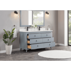 Legion Furniture WS2512-60-CD 60" CADET FINISH SOLID WOOD SINK VANITY  WITH 1' ARTIFICIAL STONE TOP