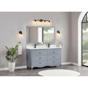 Legion Furniture WS2512-60-CD 60" CADET FINISH SOLID WOOD SINK VANITY  WITH 1' ARTIFICIAL STONE TOP