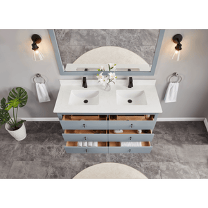 Legion Furniture WS2512-60-CD 60" CADET FINISH SOLID WOOD SINK VANITY  WITH 1' ARTIFICIAL STONE TOP