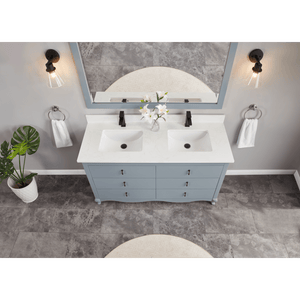 Legion Furniture WS2512-60-CD 60" CADET FINISH SOLID WOOD SINK VANITY  WITH 1' ARTIFICIAL STONE TOP