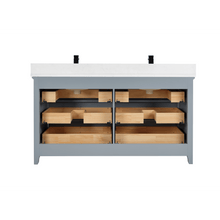 Load image into Gallery viewer, Legion Furniture WS2512-60-CD 60&quot; CADET FINISH SOLID WOOD SINK VANITY  WITH 1&#39; ARTIFICIAL STONE TOP