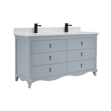 Load image into Gallery viewer, Legion Furniture WS2512-60-CD 60&quot; CADET FINISH SOLID WOOD SINK VANITY  WITH 1&#39; ARTIFICIAL STONE TOP