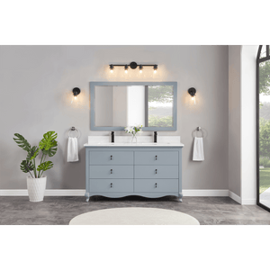 Legion Furniture WS2512-60-CD 60" CADET FINISH SOLID WOOD SINK VANITY  WITH 1' ARTIFICIAL STONE TOP