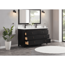 Load image into Gallery viewer, Legion Furniture WS2512-60-TB 60&quot; TRICORN BLACK FINISH SOLID WOOD SINK VANITY WITH 1&quot; ARTIFICIAL STONE TOP