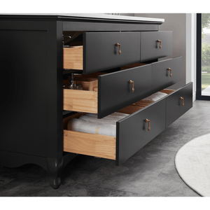 Legion Furniture WS2512-60-TB 60" TRICORN BLACK FINISH SOLID WOOD SINK VANITY WITH 1" ARTIFICIAL STONE TOP