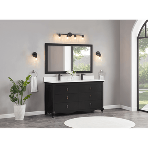 Legion Furniture WS2512-60-TB 60" TRICORN BLACK FINISH SOLID WOOD SINK VANITY WITH 1" ARTIFICIAL STONE TOP