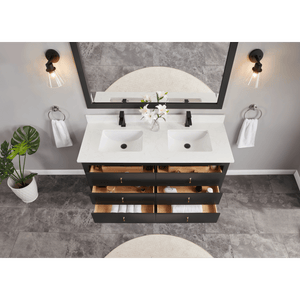 Legion Furniture WS2512-60-TB 60" TRICORN BLACK FINISH SOLID WOOD SINK VANITY WITH 1" ARTIFICIAL STONE TOP