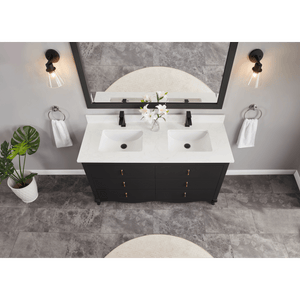 Legion Furniture WS2512-60-TB 60" TRICORN BLACK FINISH SOLID WOOD SINK VANITY WITH 1" ARTIFICIAL STONE TOP