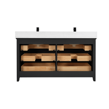 Load image into Gallery viewer, Legion Furniture WS2512-60-TB 60&quot; TRICORN BLACK FINISH SOLID WOOD SINK VANITY WITH 1&quot; ARTIFICIAL STONE TOP