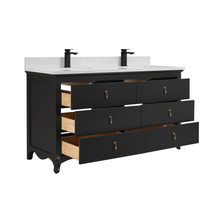Load image into Gallery viewer, Legion Furniture WS2512-60-TB 60&quot; TRICORN BLACK FINISH SOLID WOOD SINK VANITY WITH 1&quot; ARTIFICIAL STONE TOP