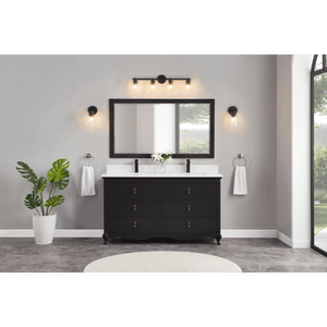 Legion Furniture WS2512-60-TB 60" TRICORN BLACK FINISH SOLID WOOD SINK VANITY WITH 1" ARTIFICIAL STONE TOP