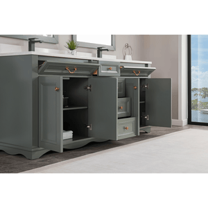Legion Furniture WS2514-72-PG 72" PEWTER GREEN FINISH SOLID WOOD SINK VANITY  WITH 1' ARTIFICIAL STONE TOP