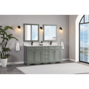 Legion Furniture WS2514-72-PG 72" PEWTER GREEN FINISH SOLID WOOD SINK VANITY  WITH 1' ARTIFICIAL STONE TOP