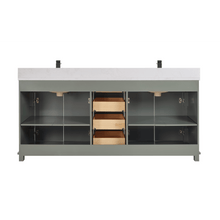 Load image into Gallery viewer, Legion Furniture WS2514-72-PG 72&quot; PEWTER GREEN FINISH SOLID WOOD SINK VANITY  WITH 1&#39; ARTIFICIAL STONE TOP